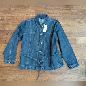 NWT Next Ladies Dark Blue Belted Denim 100% Cotton Jacket Size 10
